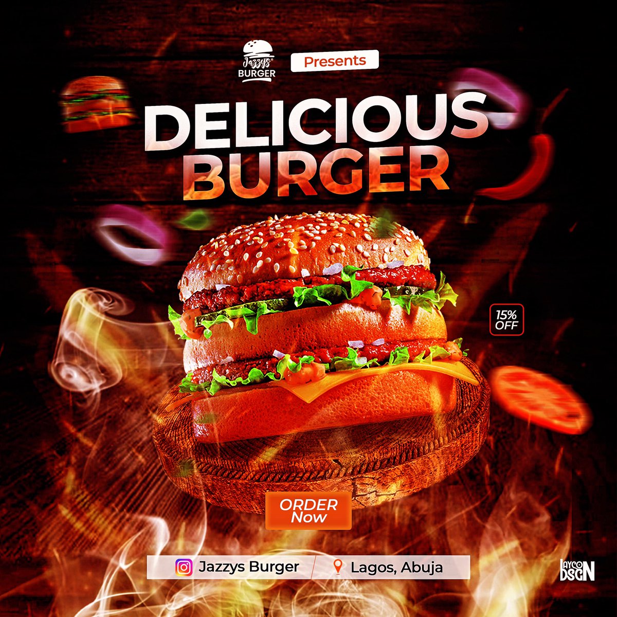 Decided to do social media design for @jazzysburger ✨❤️🎨 Place your order @jazzysburger whenever you need burger Remember to inbox @laycondesigns whenever you need any design 🖌️ Let me know what you guys see about it Comment below 👇 #burger #business #jazzyburger #food