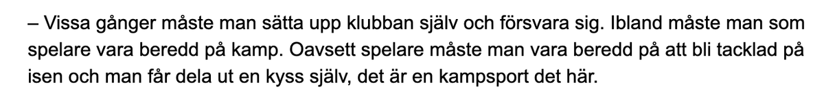 Ante Karlsson om Theodor Niederbachs tackling på Axel Rindell. 

Han hade bara sett situationen någon enstaka gång, men pratade länge om att Rindell äger ett stort ansvar som tacklingsmottagare. 

Strongt att uttrycka det som motståndartränare.