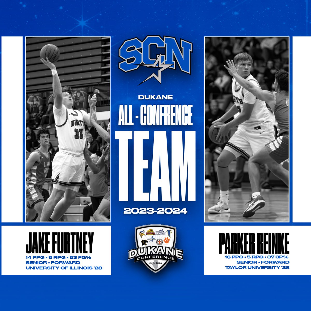 SCN Boys Basketball (@scnboysbb) on Twitter photo First Team DuKane All-Conference. Congratulations <a href="/JakeFurtney/">Jake Furtney</a> <a href="/ParkerReinke/">Parker Reinke</a> ! Well deserved. First Team DuKane All-Conference. Congratulations <a href="/JakeFurtney/">Jake Furtney</a> <a href="/ParkerReinke/">Parker Reinke</a> ! Well deserved.