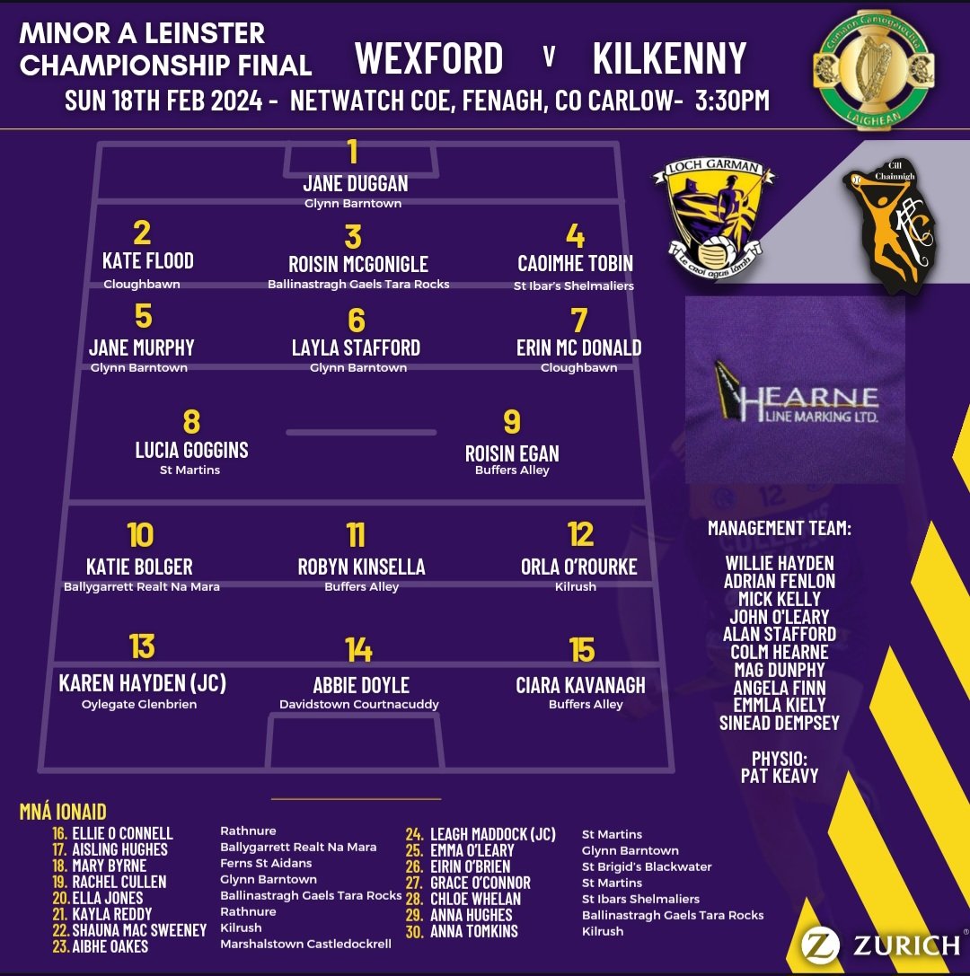 wexfordcamogie's tweet photo. Willie Hayden has named his side to face Kilkenny tomorrow in the Minor A Leinster Final. Its a big day for all players &amp; management and we wish them the very best of luck. - Success belongs only to those who are willing to work harder than anyone else - Loch Garman Abù! https://t.co/lBKo2yVPK6