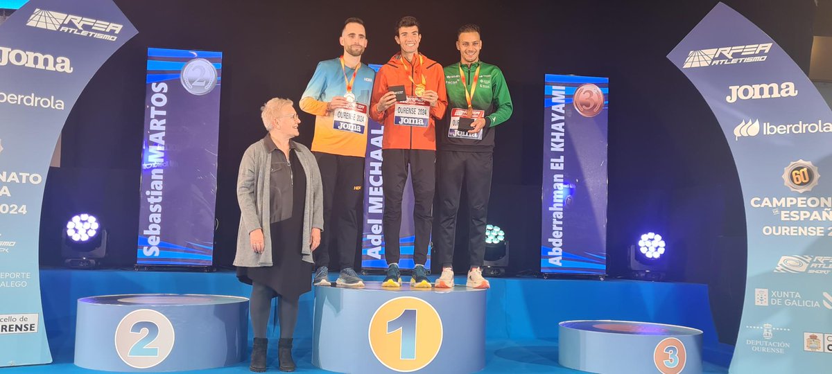 atletismoRFEA (@atletismorfea) on Twitter photo Podio 3000 m 🚹 #CEatletismoST
🥇 <a href="/adelmechaal/">Adel Mechaal</a> (8:15.61)
🥈 <a href="/SebasMartos/">Sebas Martos</a> (8:16.97)
🥉 <a href="/abdekhaya1500/">Abderrahman El Khayami</a> (8:17.56)
👏👏👏
📺bit.ly/4bK0dAD <a href="/teledeporte/">Teledeporte</a>
📊bit.ly/3OL55v8d Podio 3000 m 🚹 #CEatletismoST
🥇 <a href="/adelmechaal/">Adel Mechaal</a> (8:15.61)
🥈 <a href="/SebasMartos/">Sebas Martos</a> (8:16.97)
🥉 <a href="/abdekhaya1500/">Abderrahman El Khayami</a> (8:17.56)
👏👏👏
📺bit.ly/4bK0dAD <a href="/teledeporte/">Teledeporte</a>
📊bit.ly/3OL55v8d