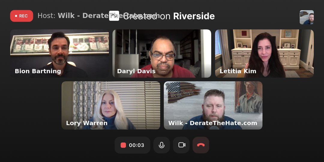 DerateTheHate's tweet image. Look at this group! Great conversation with some great friends coming out this week! @wilksopinion is joined by @RealDarylDavis @bartning , Letitia Kim &amp;amp; Lory Warren to discuss the upcoming launch of the 𝐏𝐫𝐨𝐡𝐮𝐦𝐚𝐧 𝐅𝐨𝐮𝐧𝐝𝐚𝐭𝐢𝐨𝐧. Episode drops Wed. 2/21/24 #prohuman