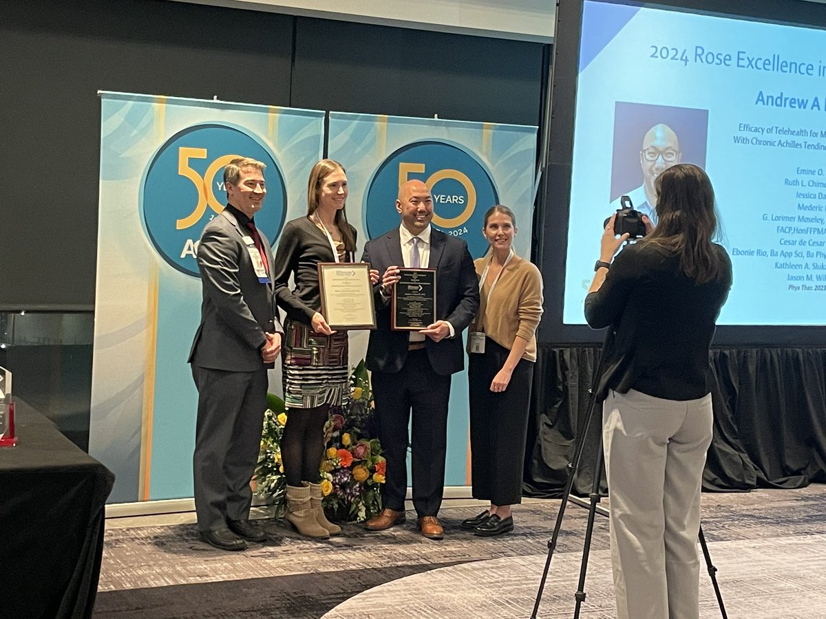 Congratulations to graduate student Andrew Post who received the prestigious Rose Excellence Award from the @OrthopaedicAPTA for his manuscript on telehealth-mentor @RuthChimenti @UIowaPTRS @UIowa_PAIN @uihealthcare @UIGradCollege