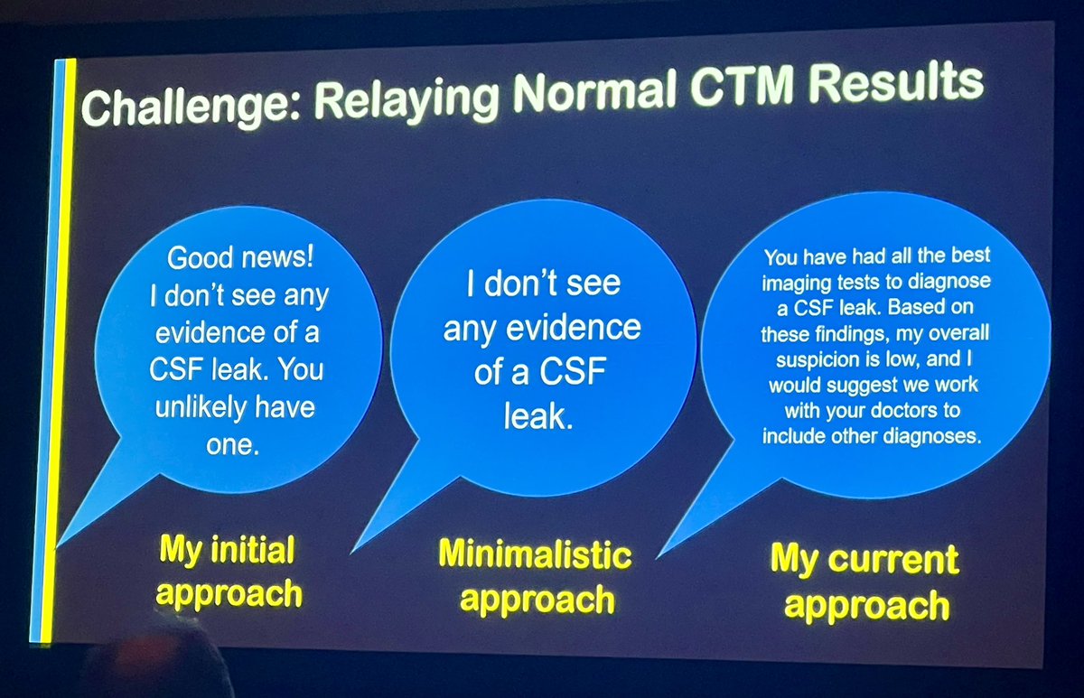 Dr. @MarkMamloukMD speaking at #ASSR24 emphasizing the need to communicate clearly with patients being evaluated for possible #CSFleak. I love his patient-centered approach to healing. #neurorad #radiologist @The_ASSR