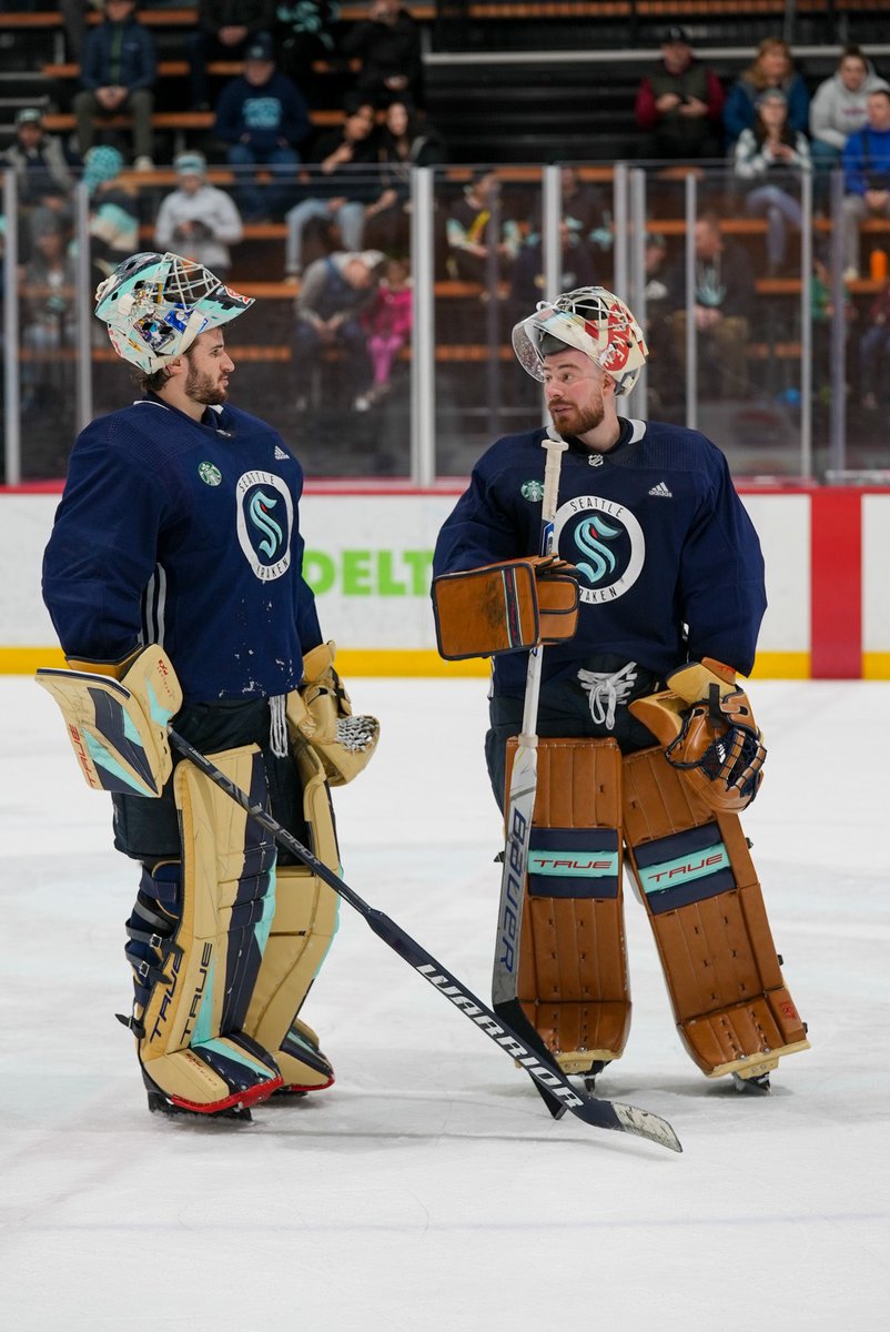 SeattleKraken's tweet photo. Friendly reminder that Grubi &amp; Joey will be wearing these pads a week from today for our first #WinterClassic Jersey Night, pres. by @pepsi! 🎉

Get your tickets &amp; gear today → https://t.co/VB6h0Zhr5Y https://t.co/VnE3tq6DdD
