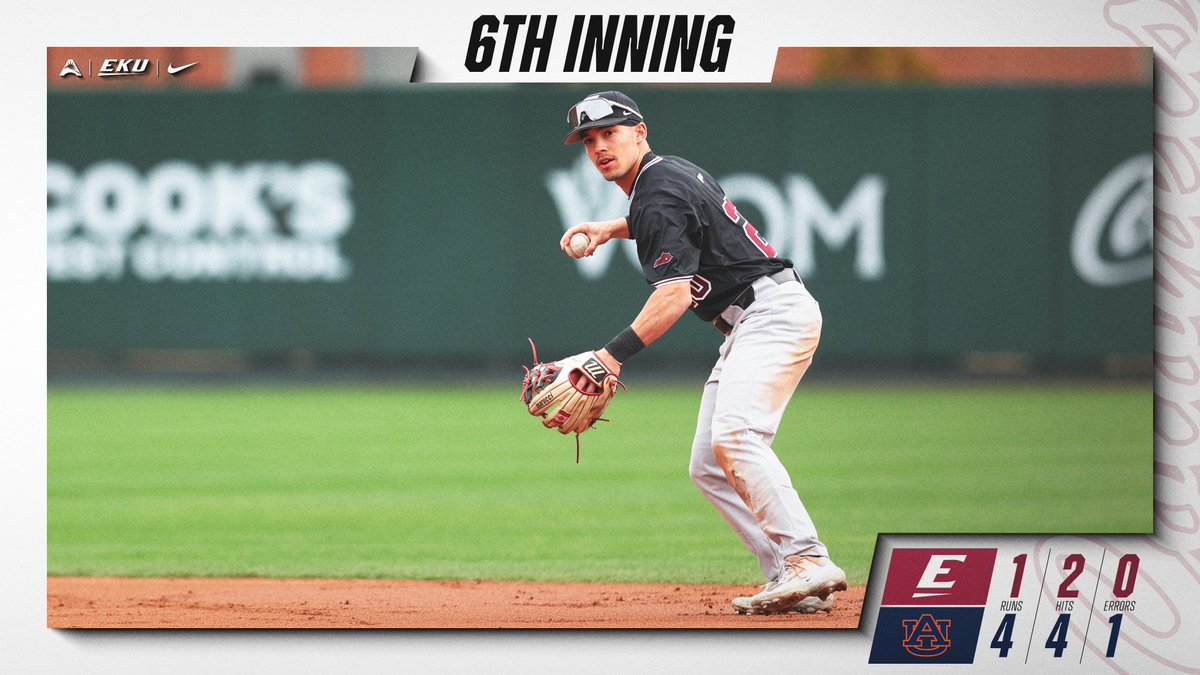 EKU Baseball (@ekubaseball) on Twitter photo Colonels trail by three after six.
<a href="/RykerWalton/">ryker.walton</a> has retired eight straight since entering the game!
#GoBigE Colonels trail by three after six.
<a href="/RykerWalton/">ryker.walton</a> has retired eight straight since entering the game!
#GoBigE