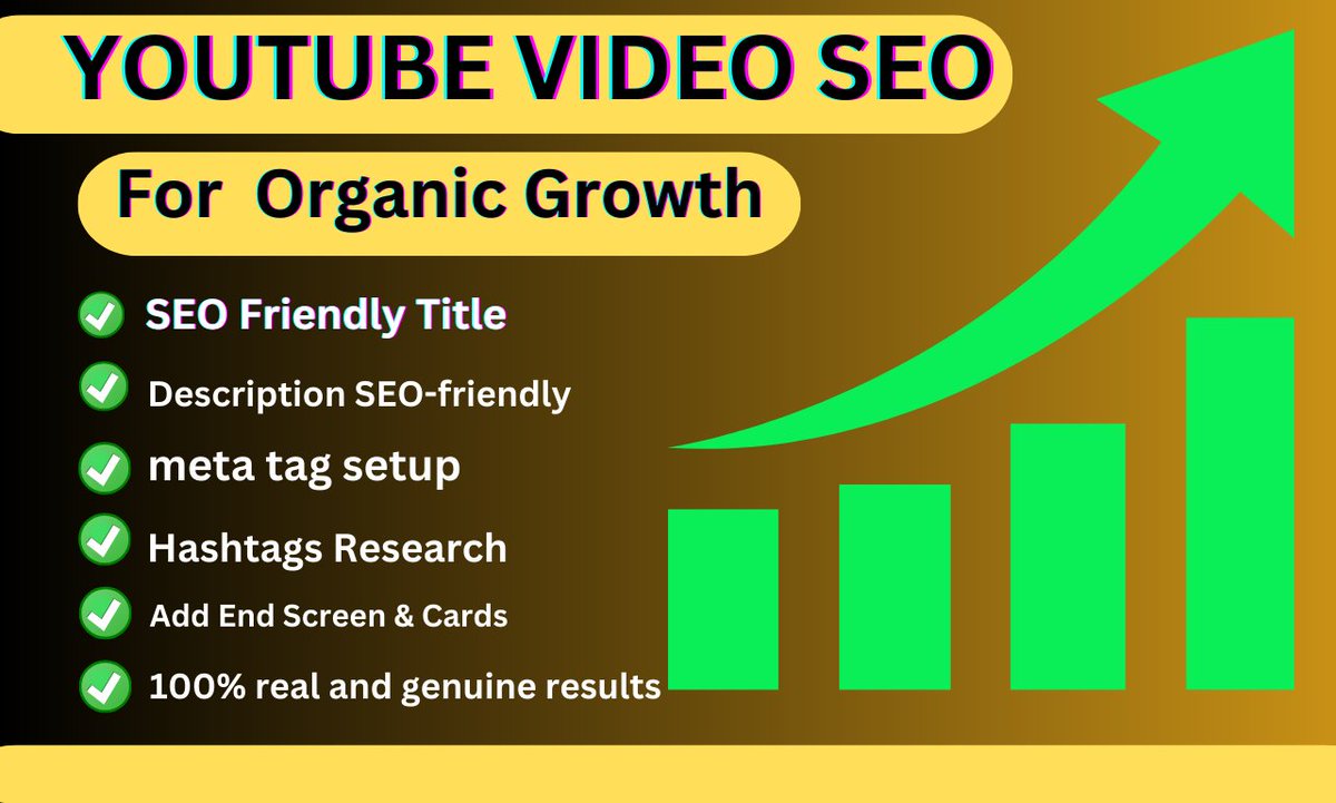 YouTube video SEO &amp; promotion
Do you want to improve and grow your channel? I will fill you all the steps properly. Feel free to inbox me.
#youtubeseo 
#videoseo 
#VideoMarketing 
#youtubemarketing