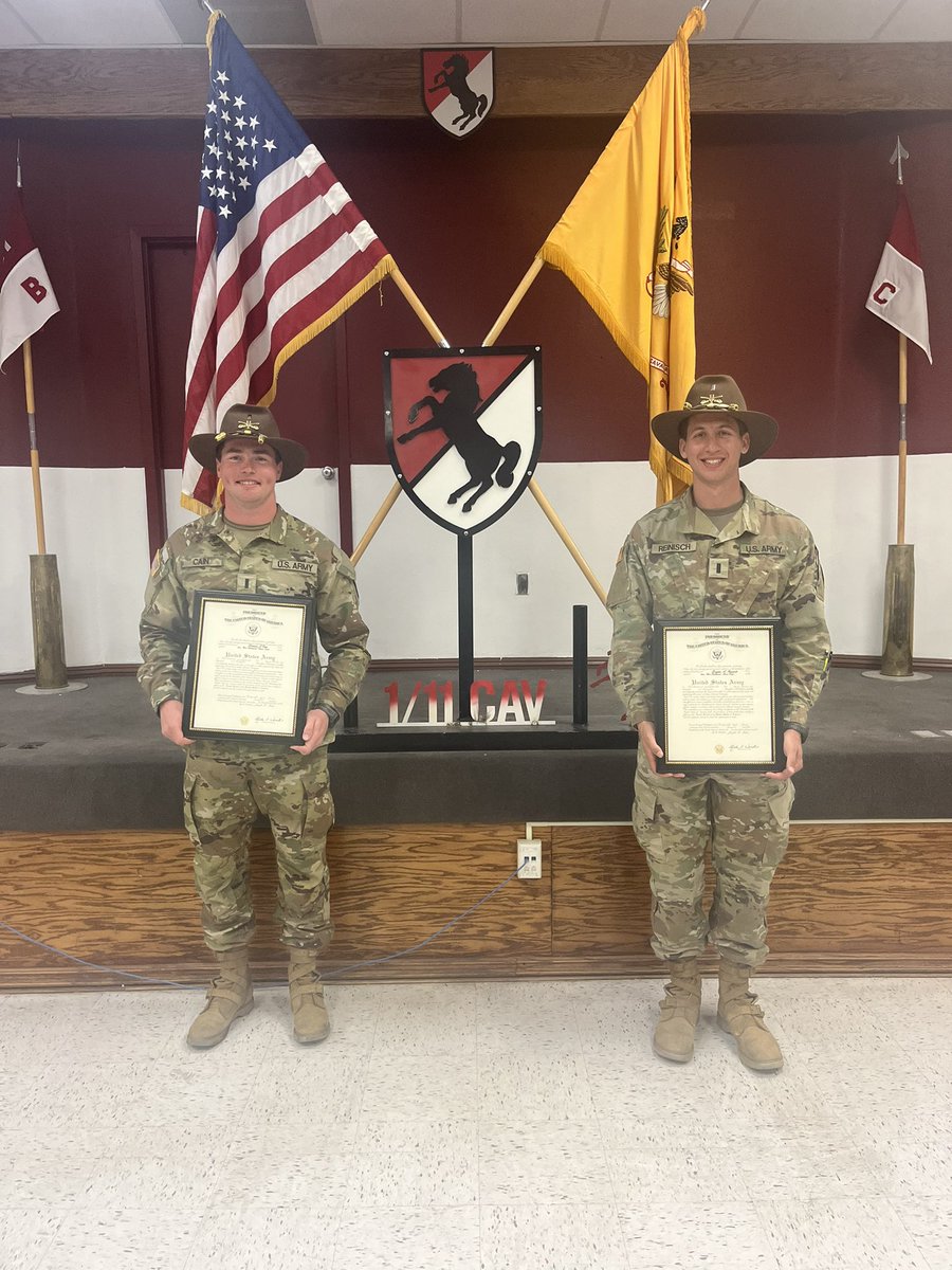 Congratulations are in order to our newly promoted lieutenants, 1LT Dominic Cain and 1LT Douglas Reinisch. Awesome job, guys!!