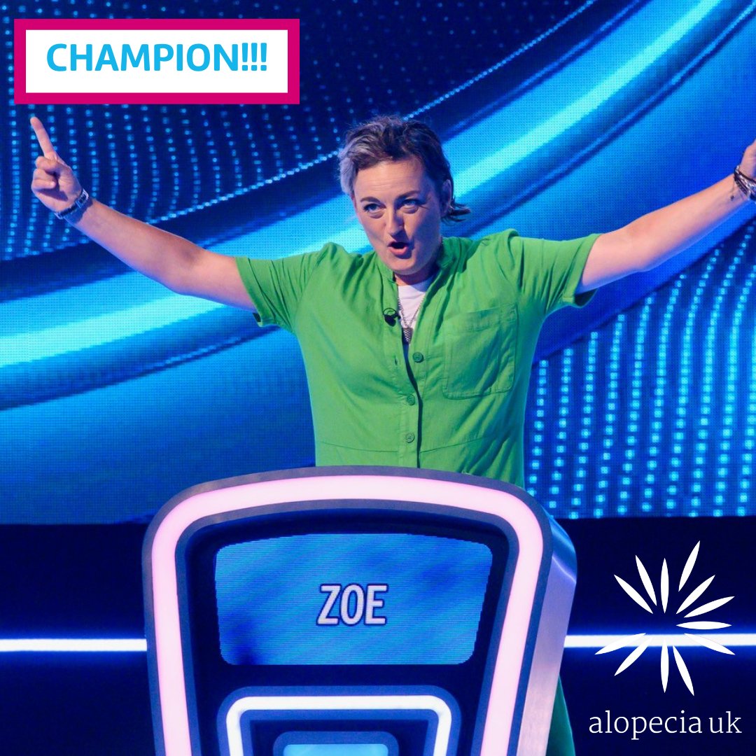 Did you tune in?! 

Well done @ZoeLyons! And thank you for choosing to donate your winnings from The Weakest Link to Alopecia UK - £5,800 is a WHOPPING amount for our small charity!