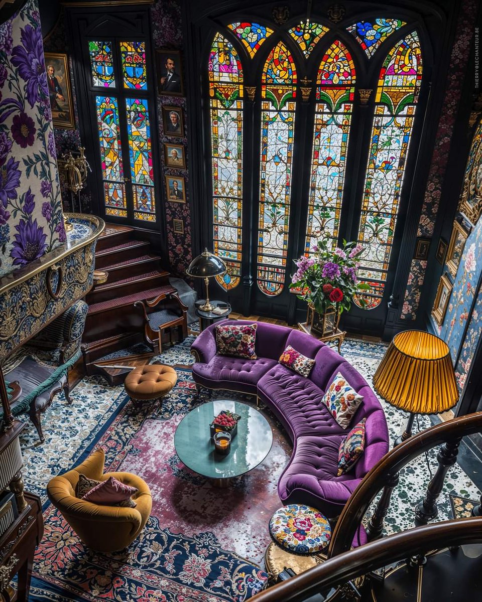 Dans un coin oublié du temps, entre la symphonie des vitraux et le murmure des ombres, se niche une alcôve où les souvenirs dansent au rythme d'un silence coloré ...

#purple #dreamer #midjourney #stainedglass