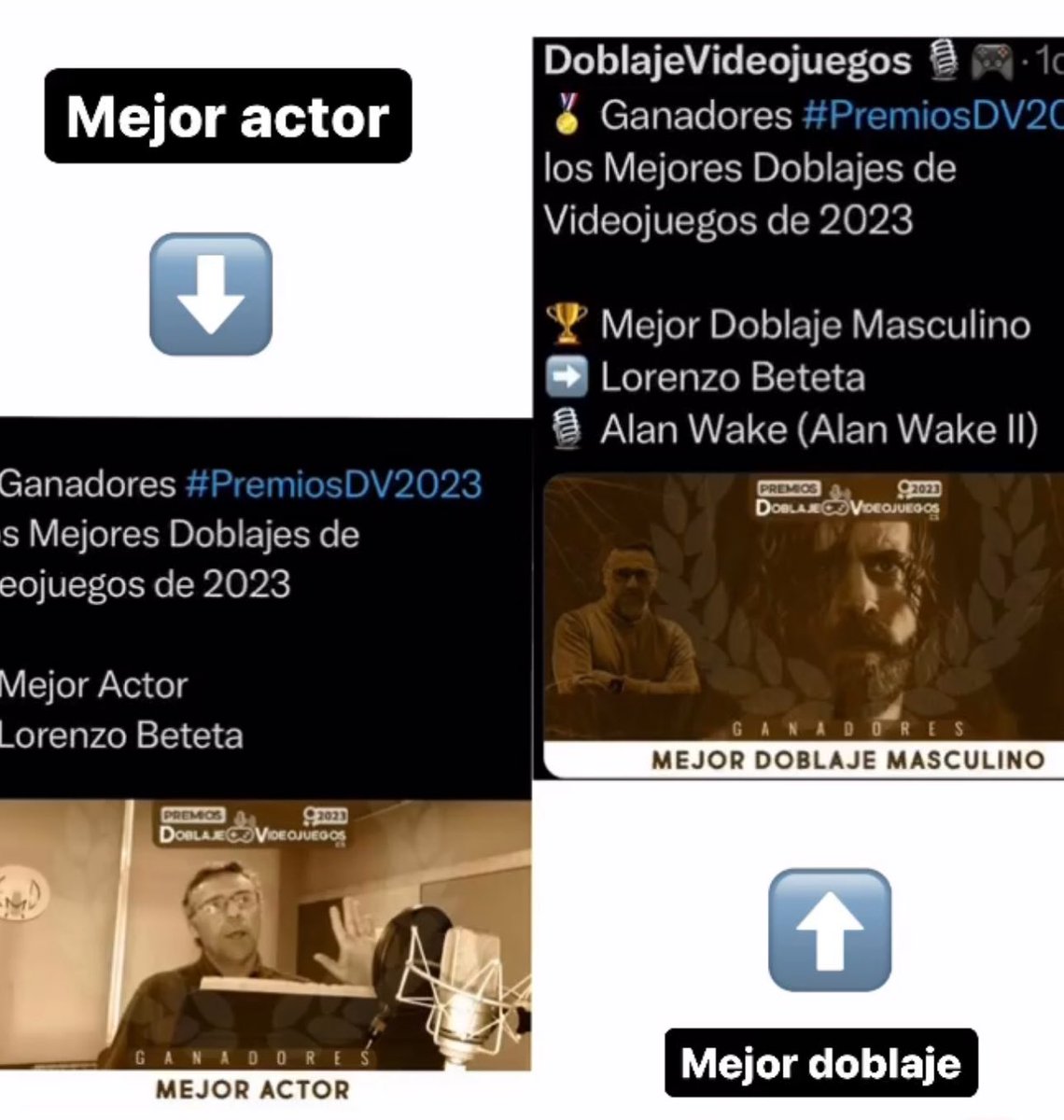 Muchisísimas gracias y enhorabuena a mis compis también nominados, cualquiera de ellos se lo habría merecido. 
#doblejedevideojuegos
#vivaeldoblaje 
#tejodesIA
#actor
