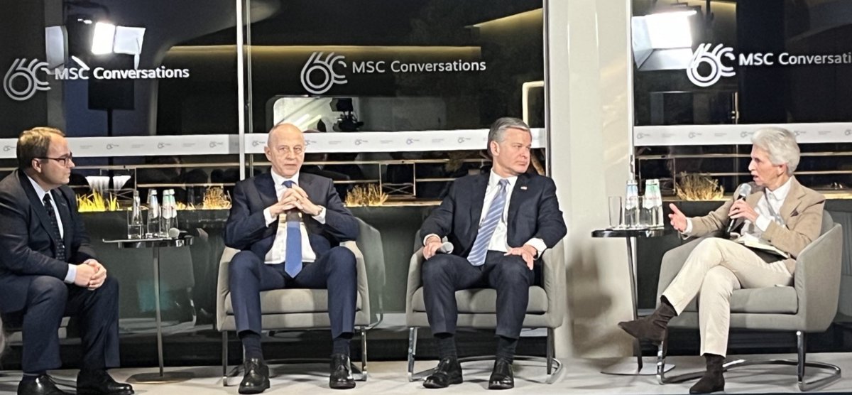 Today, #FBI Director Wray participated in an #AI panel discussion at the Munich Cyber Security Conference (#MCSC2024). He underscored how the FBI, alongside partners, is focused on protecting the American people and businesses from the evolving landscape of AI threats.