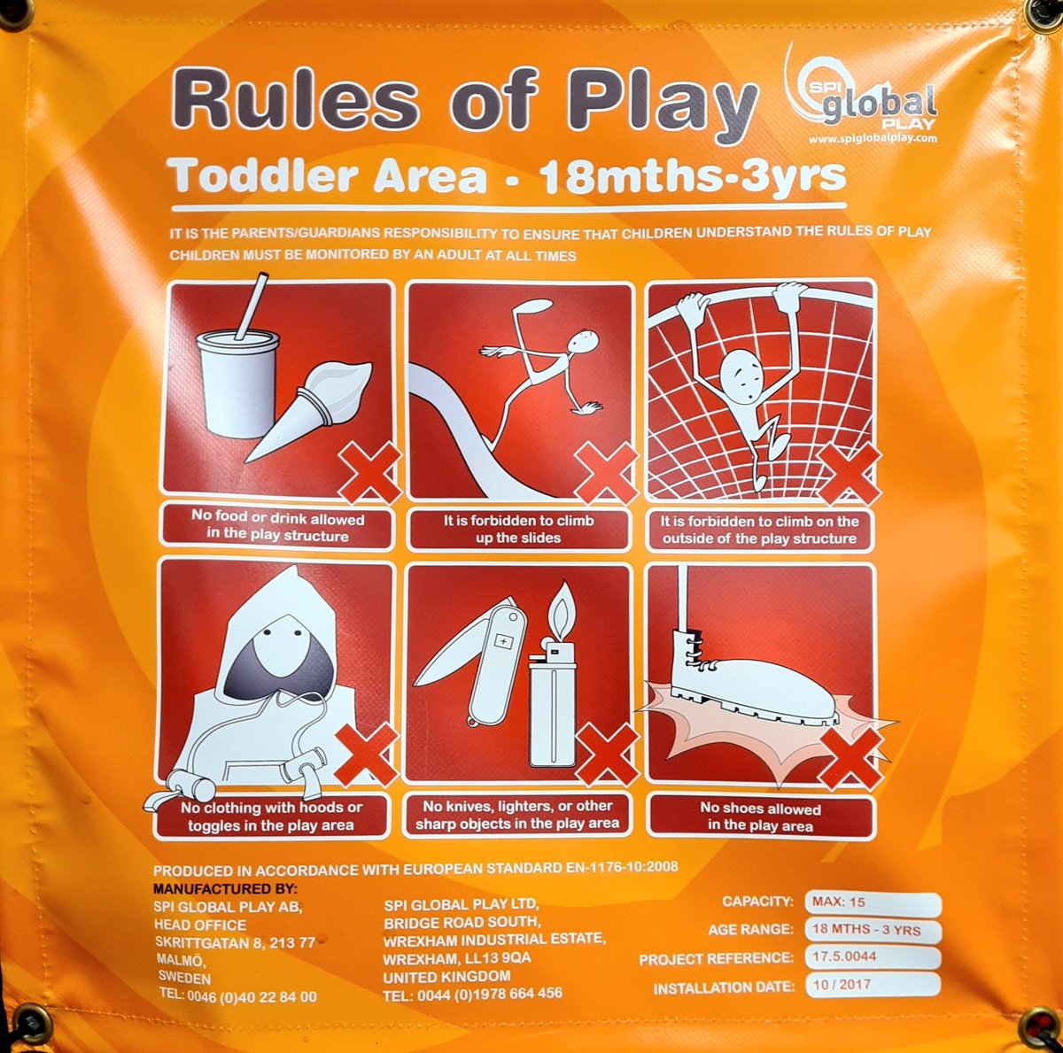 is_glasgow's tweet photo. I know Glasgow has a bit of a reputation when it comes to knife crime, but is Number 5 on this list of forbidden things really needed for the Toddler Play Area in the Gravity trampoline park in Braehead?
#glasgow #glasgowhumour #humour #warningsign #rules #pointlessrules #sign https://t.co/rnq1mJA0t9