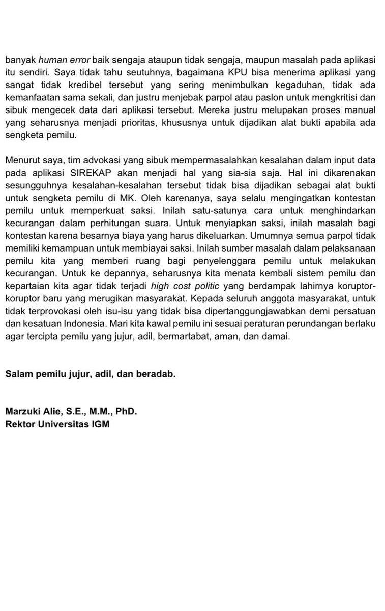 marzukialie_MA's tweet photo. Banyak sekali kesalahpahaman atas aplikasi SIREKAP yang dipergunakan KPU pdhal hanya untuk transparansi informasi, namun tidak didisclaimer bahwa itu bukan untuk perhitungan resmi KPU. Perhitungan resmi tetap dasar manual berjenjang dari TPPS sampai ke KPU Pusat. Semoga manfaat. https://t.co/EzYySvM0ad