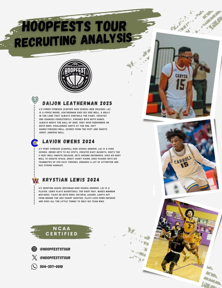 HoopFestsTour's tweet photo. HoopFest Scouting Service has been approved by the NCAA for 2024.

✔️NCAA CERTIFIED
✔️Scouting Reports
✔️Player Evaluations
✔️Weekly/Monthly Updates
✔️Grading Scales for Players

https://t.co/drIZcezOVY https://t.co/3UMwe5uOjy