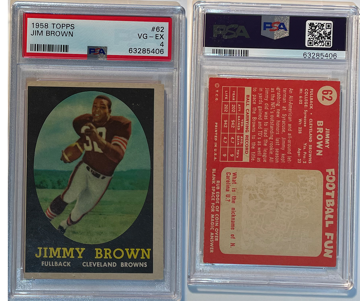 Remembering NFL and Cleveland @Browns legend Jim Brown born on this date in 1936! 🏈 🏆College and Pro Football Hall of Fame 🏆#NFL Champion 1964 #Browns 🏆3x MVP, Rookie of the Year, 8x Rushing Leader #Happybirthday #Cleveland #Syracuse #topps #footballcards #psacard