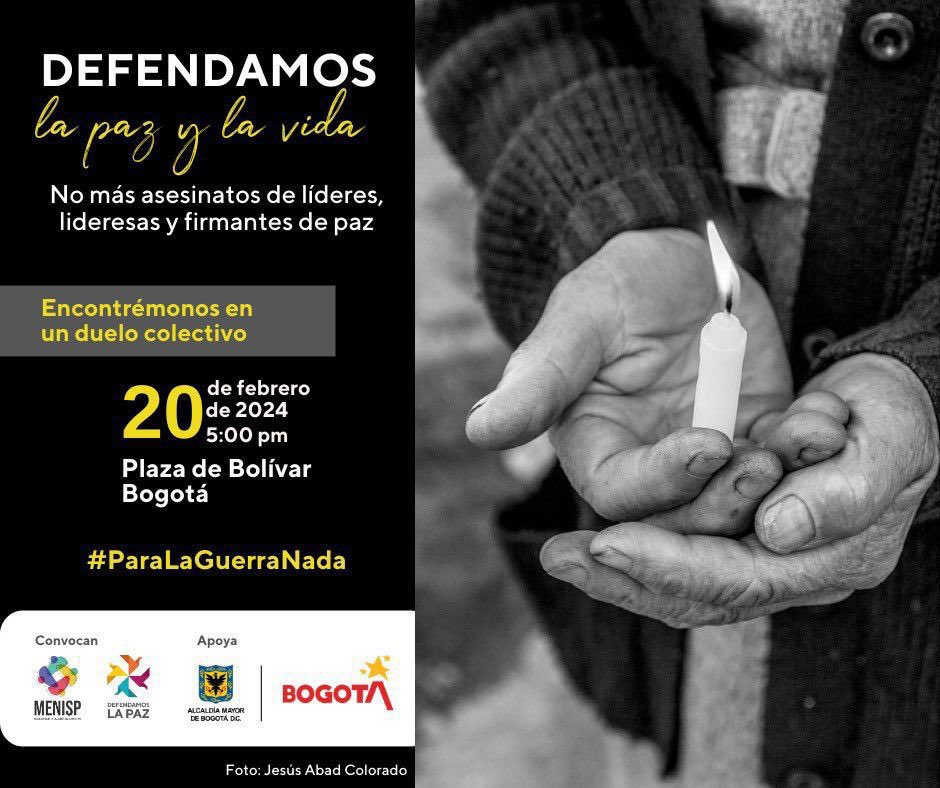 Este 20 de febrero se presentarán movilizaciones en varias zonas de Colombia de acuerdo con un comunicado firmado por Defendamos La Paz. Diferentes sectores políticos y sociales saldrán a las calles para pedir a los actores armados que paren el asesinato de líderes sociales.