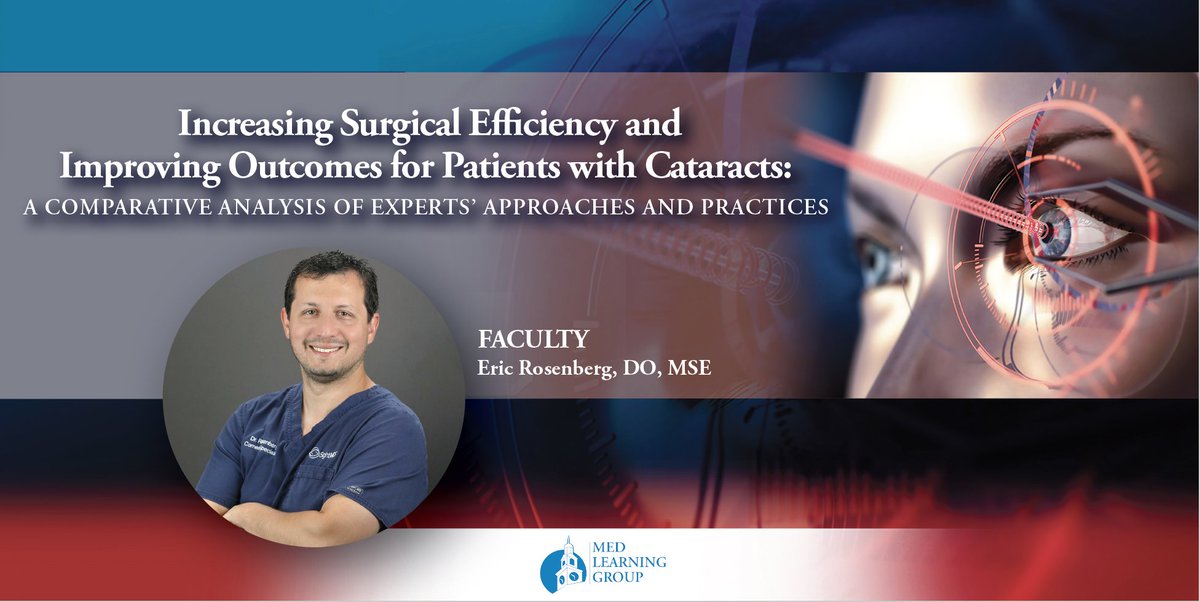 Join @EyeDRosenberg as he shares his excitement about new technologies - femtosecond laser & 3D heads-up display - that are reshaping the future for #cataract surgery. I was pleased to be the medical lead on this innovative #CME activity by @MLG_CME medlearninggroup.com/cme-programmin…