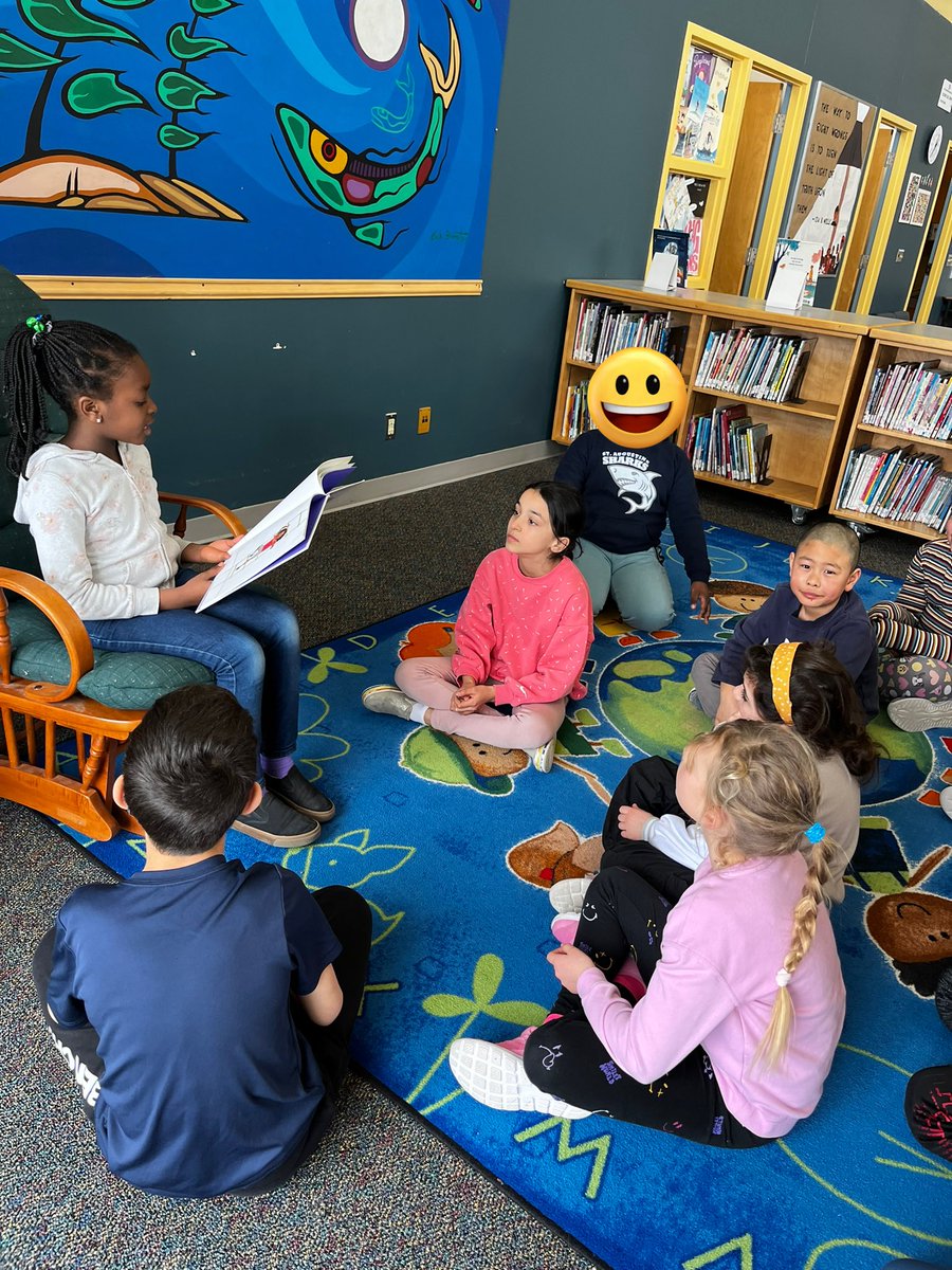 bamccarney's tweet photo. Library time led by our very own classmates! These students loved reading a story on display for Black History Month @ThomasMoreOCSB https://t.co/pP65QSChwQ