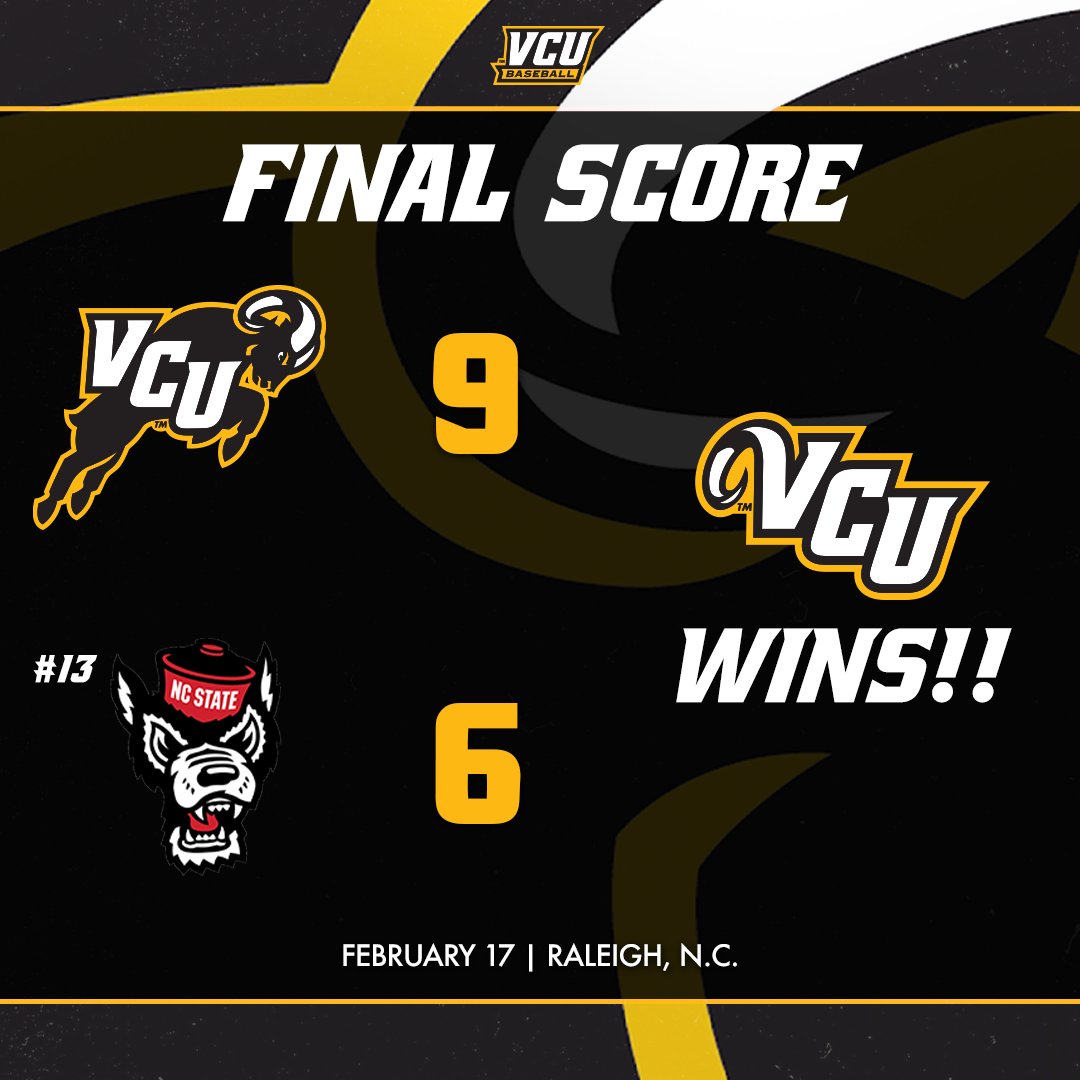 RAMS WIN!!!!

VCU shuts down No. 13 NC State over the final three frames, completing the come back to lock up the first win of 2024!!

#LetsGoVCU