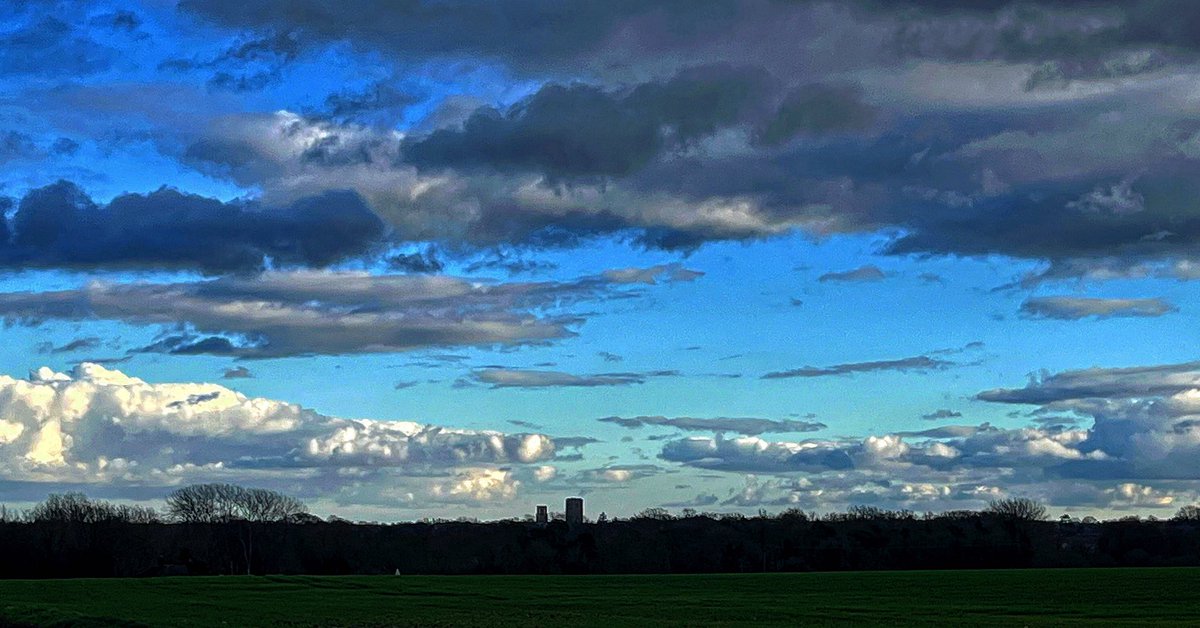 Big Norfolk sky featuring the double towers of Wymondham on the horizon #norfolk #clouds #sky