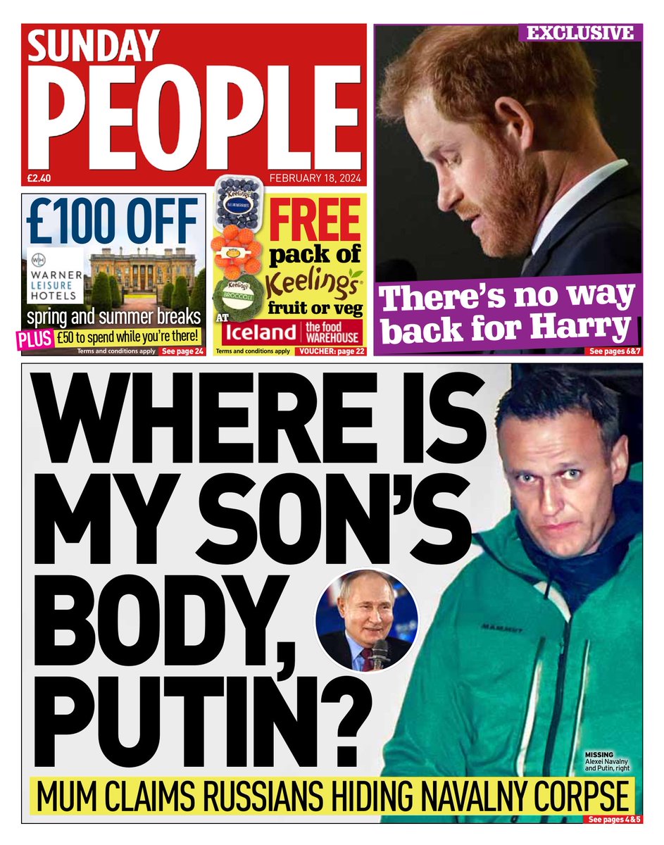PEOPLE: Where is my son’s body, Putin? #TomorrowsPapersToday