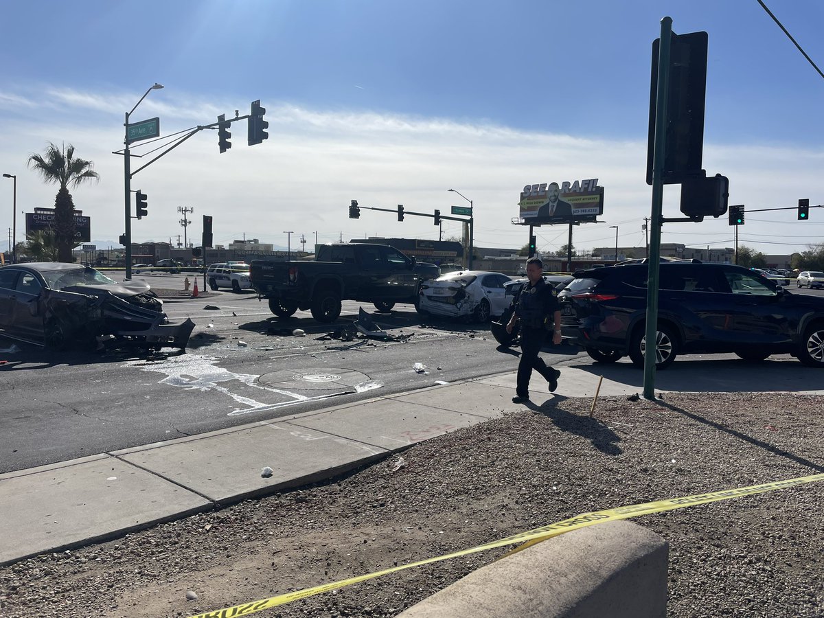 Intersection at 35th Ave and Thomas is closed and traffic is being diverted after a multi-vehicle crash @FOX10Phoenix