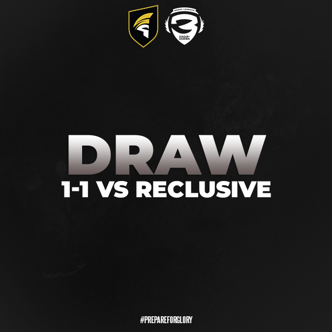 SpartansEu's tweet photo. The points are split on Matchday 7. 
A bad game for us in Game 1 gave Reclusive the lead, but the boys woke up and took the win in Game 2 with a dominant performance. 
GGWP! @Reclusive_lol 
#PrepareForGlory 
#esports #LoL #lolesports #leagueoflegends #gaming #GLAL https://t.co/mW7F3H4kJa