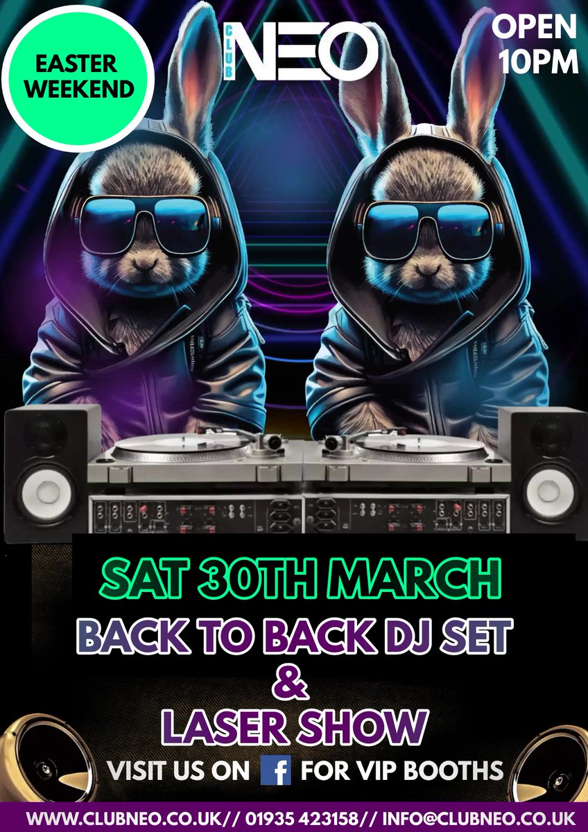 Back to back DJ set and laser light show!!

Saturday 30th March!!

Open 10pm

why would you want to do anything else this Easter??