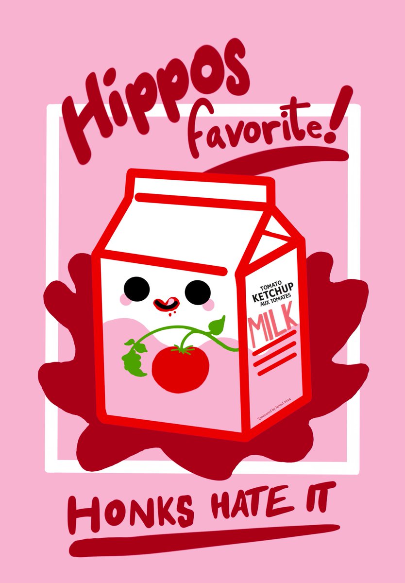 PoutineMaple's tweet photo. the balloon gave us ketchup milk. @hankgreen did not like. I think Jarrod could market it. @brennanlm insisted hippos love tomatoes? that's #P4A2024 https://t.co/E10ChUXY3k