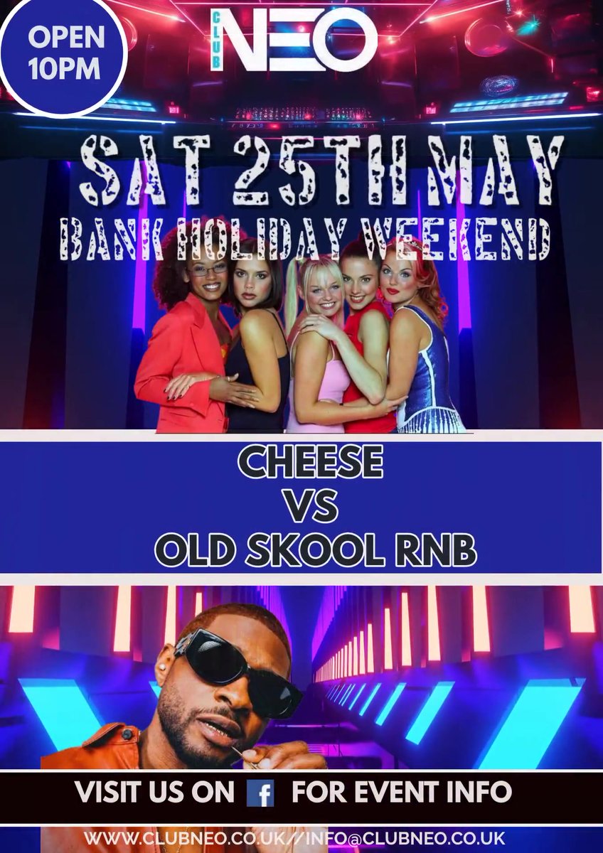 Cheese VS old skool r'n'b 

Saturday 25th May

whether its the spice girls or Usher we got you covered!

Don't miss out on our amazing throw back night!