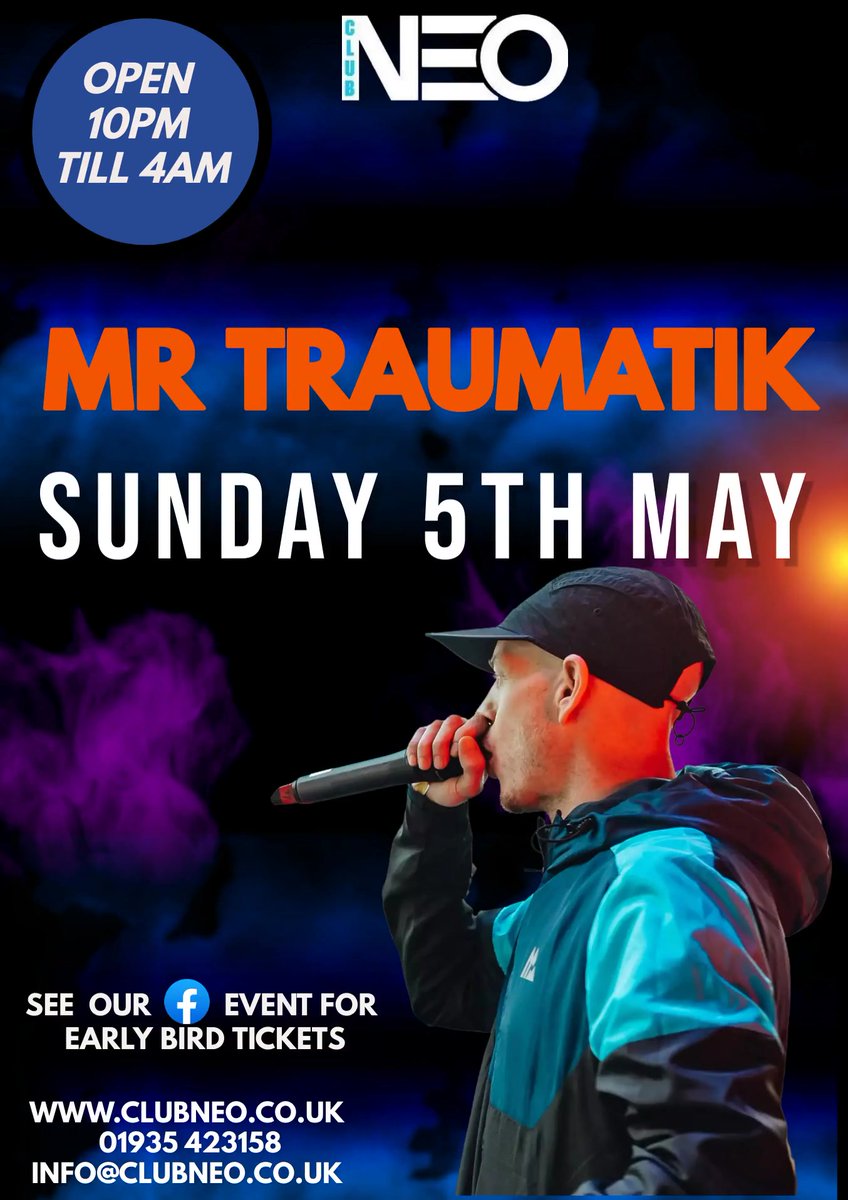 The man the myth the legand!!

MR TRAUMATIK!!!

live at neo 

Book your early bird tickets now before they sell out!! 

wegottickets.com/event/610508?f…