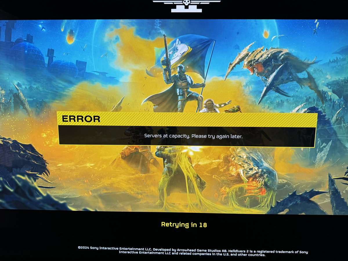 MikeyAirMax's tweet image. Hey @ArrowheadGS this has been my whole afternoon pretty much. Disappointed as I just picked it up yesterday. Any plans for any in game compensation (items, SC, etc)?
#HellDivers2 
#ServerError
