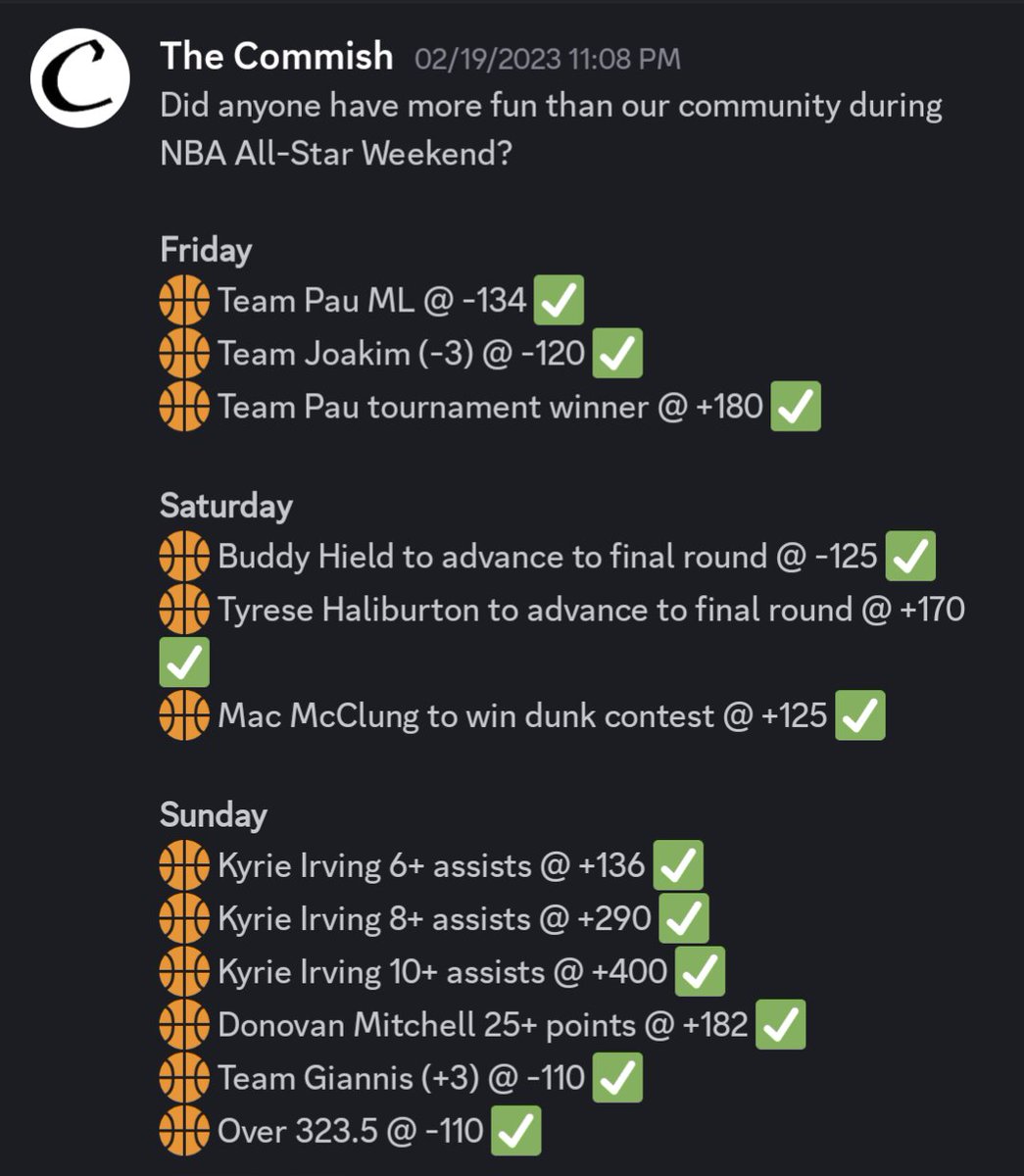 TheLabVIP's tweet image. Last year, nobody did NBA All-Star weekend better than @TheLabVIP 🧪

@CommishFilmRoom just dropped all his action &amp;amp; recommendations in the discord ahead of tonight's events 👀

@LiamPicksFights has his UFC bets locked in for tonight 🔒

@wingitpicks with 3️⃣ plays on the ice 🏒