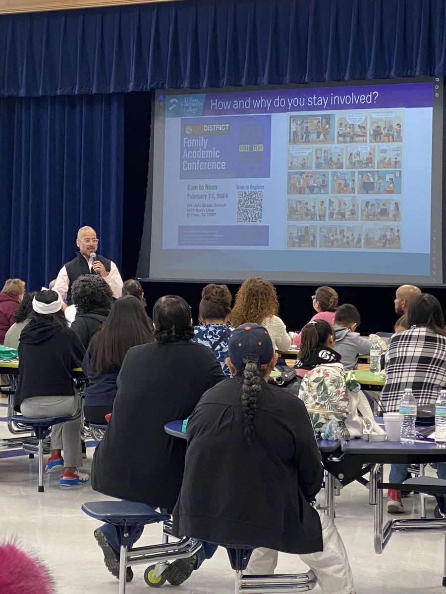 pacovey's tweet image. Great turnout today at the Parent Academic Conference sponsored by Federal and State Programs. Thank you to @Del_Valle_MS, @YsletaISD academic depts, and community partners for presenting! Wonderful morning of learning the importance of parents in a child’s education! #YISDFSP