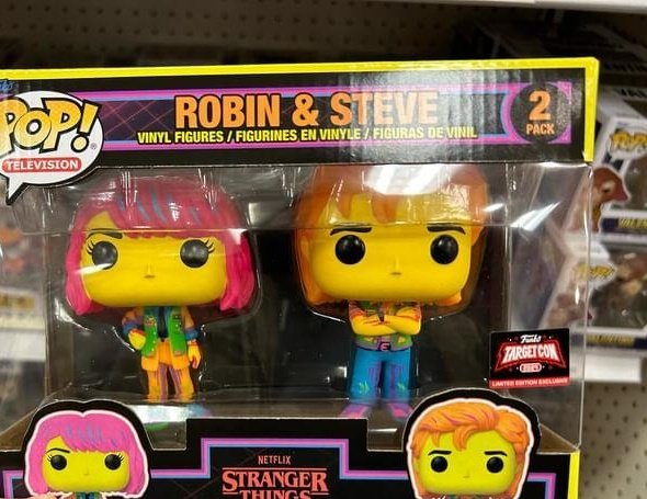 LVFunkoholics's tweet photo. ๐ฏ Con Exclusive Funko Pop 2 pack Stranger Things Black Light Robin & Steve.
#funko #Pops #strangerthingsseason4 #target #targetexclusive #target #mytargetstyle #targetstyle #fyp #funkos #Pops #Strangerthings #vegas ๐ท @yak_face #collectorshelpingcollectors #funkos https://t.co/9yCnhqoeKb