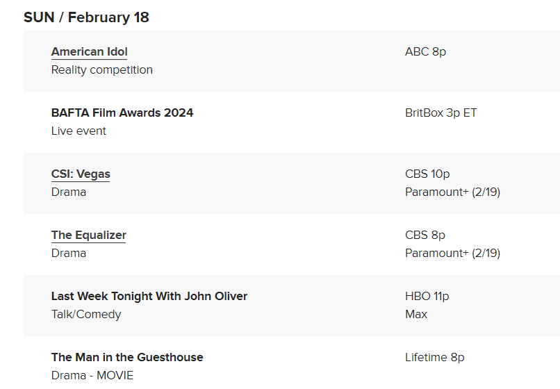 BrightlyAgain's tweet photo. #tvshow #tvviewing #shows PREMIERE DATES FOR NEW AND RETURNING SHOWS AND SPECIALS
From SAT / February 17 - SUN / February 25
https://t.co/0sNDA9IOSi https://t.co/PPedBaysbS