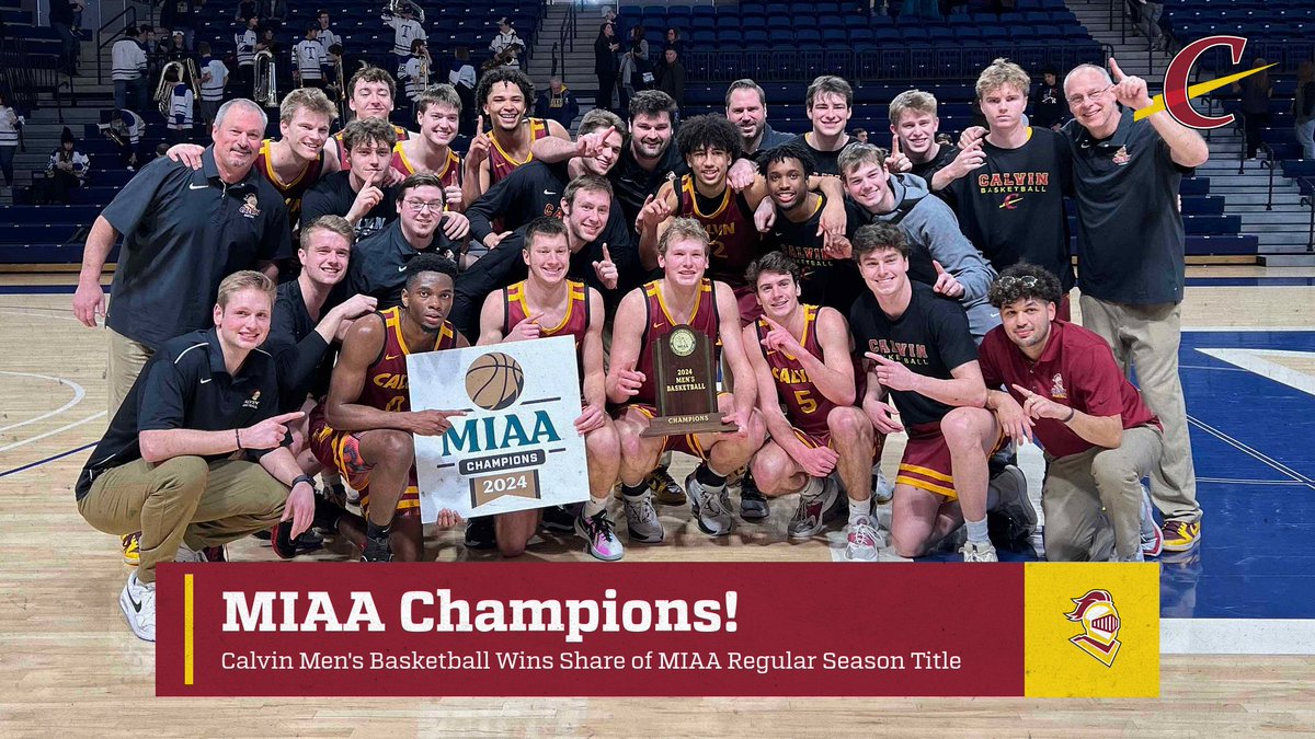 Calvin Knights (@calvinknights) on Twitter photo .<a href="/CalvinMensBball/">Calvin Basketball</a> win at Trine clinched a share of the Knights' 33rd <a href="/MIAA1888/">#D3MIAA Sports</a> regular season title! .<a href="/CalvinMensBball/">Calvin Basketball</a> win at Trine clinched a share of the Knights' 33rd <a href="/MIAA1888/">#D3MIAA Sports</a> regular season title!