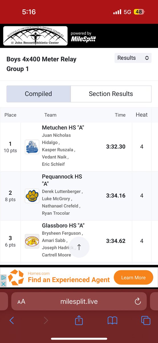 Boys 4x400 team places 2nd in the Group 1 State Championships!! These boys will move on to compete at the Meet of Champions. Awesome job Derek, Ryan, Nano, and Luke! <a href="/pthsnation/">Pequannock Township High School</a> <a href="/AthleticsPTHS/">PTHS Athletics</a>