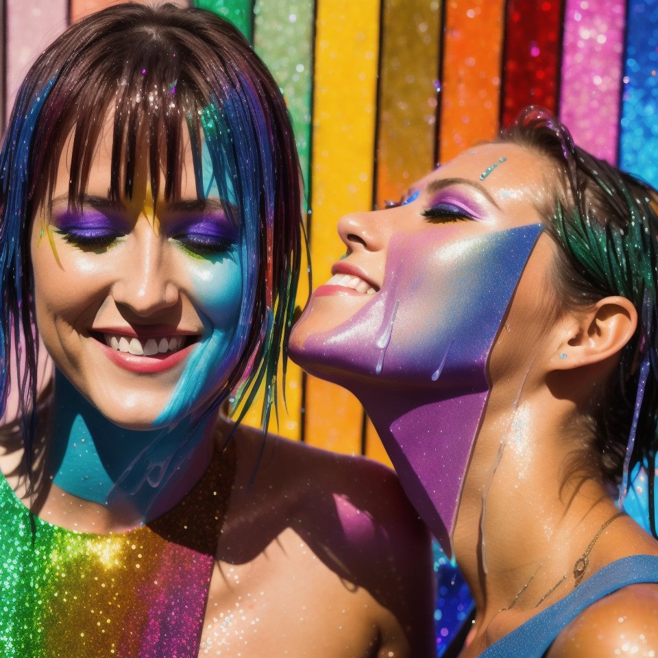 rainbowtoedream's tweet photo. #GlitterArt - thinking about the recent "swimming in gold" challenge, I started think about "swimming in #glitter," which would lend itself to #AIArtWork, and starting working on #Rainbow 🌈🌟#GlittterSwim #GlitterShower and #GlitterBath. I have a lot of liquid #Glitter #AIArt, but will need to sort through it. #AIArtistCommunity