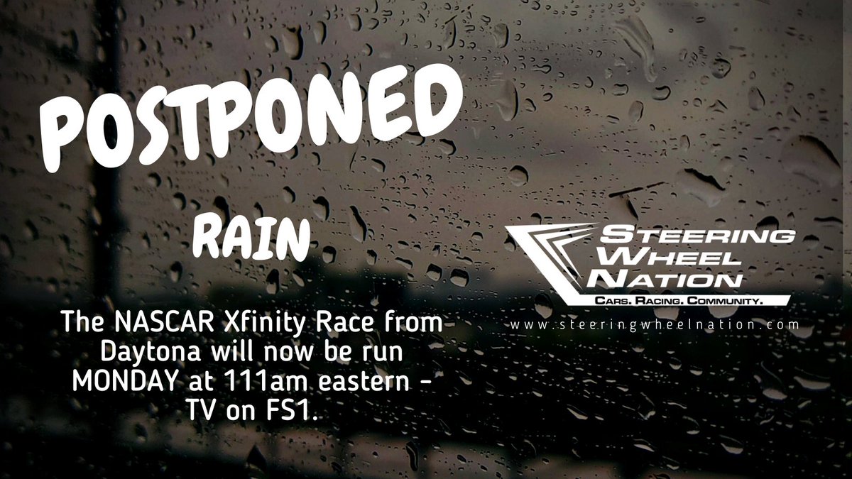 It's starting to look like a Monday doubleheader from Daytona, but we will see what tomorrow has in store. #NASCAR