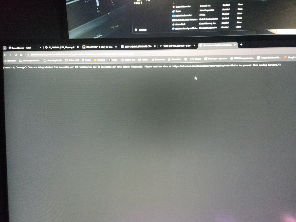webmaster_2001's tweet photo. @helldivers2  hey go blocked from downloading discord because I joined your server and it bricked my desktop app. https://t.co/qjkJ96zxaf
