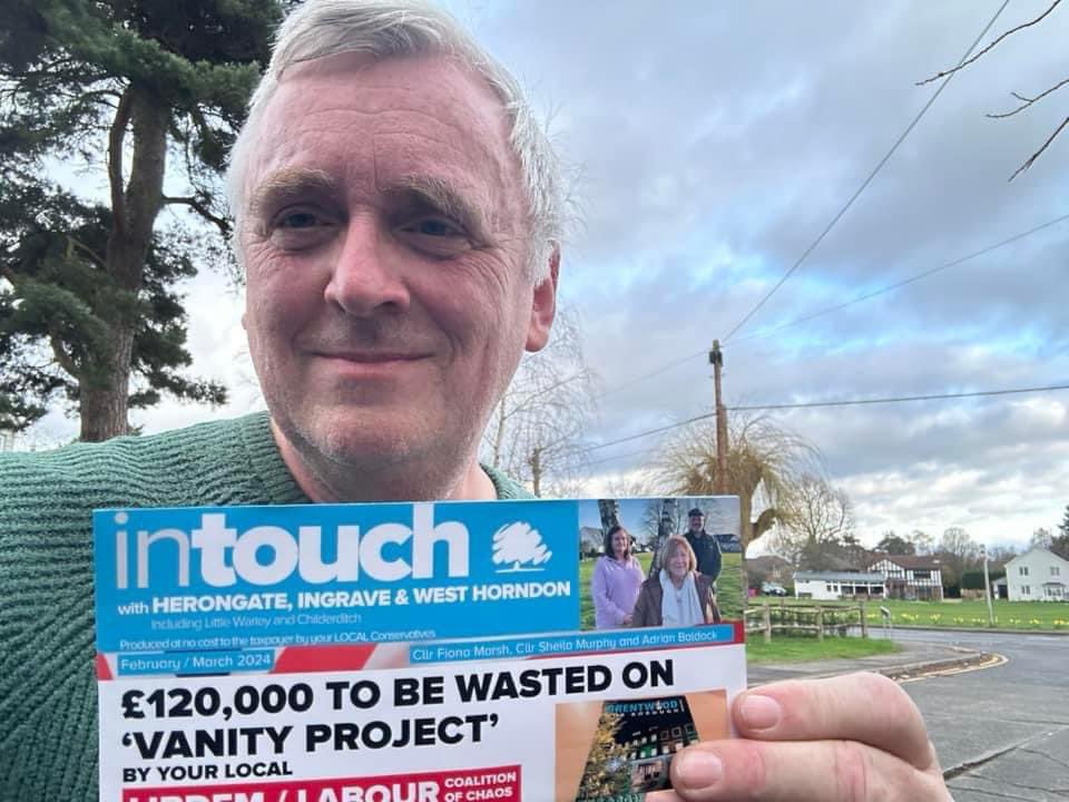 KeithRBarber's tweet photo. Good friends, our latest InTouch newsletter and even the daffodils are on display - what’s not to like about campaigning in Ingrave &amp; Herongate with the warmer weather approaching. #ingrqve #Herongate #community #Conservatives https://t.co/33LMUI8qe0