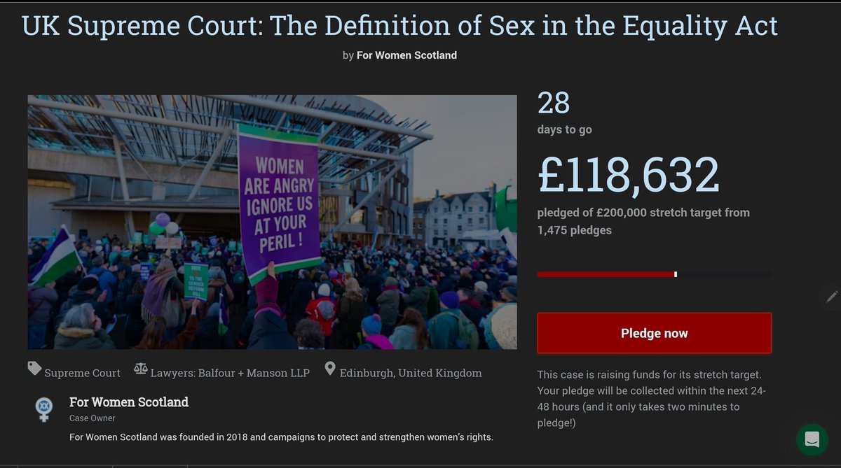 I cannot believe that a day after the crowd funding opened for <a href="/ForWomenScot/">For Women Scotland</a> that they are this close to hitting the target. Wow!
