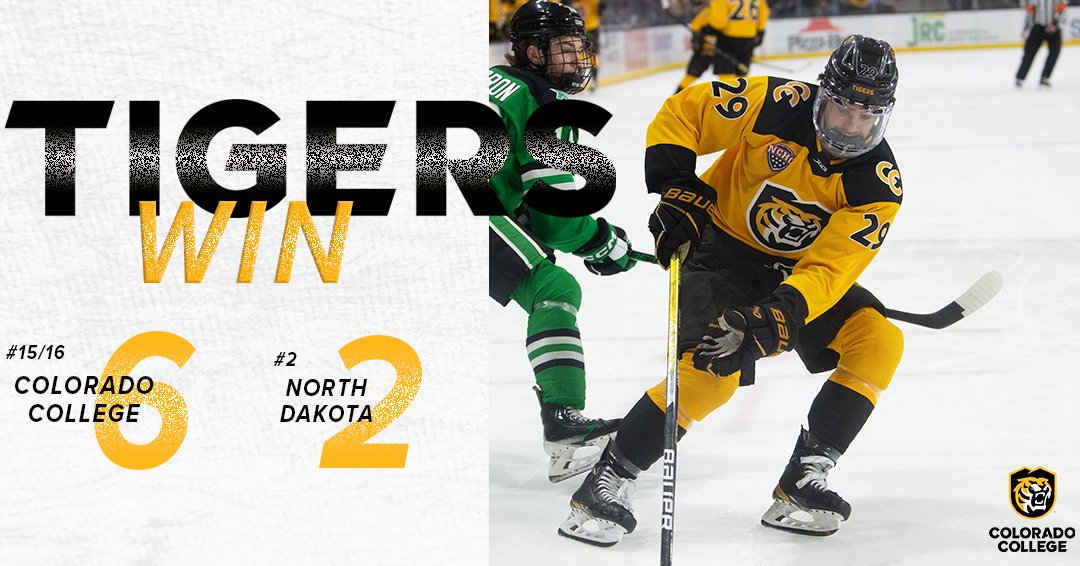 🚨TIGERS SWEEP UND...AGAIN🚨

Colorado College sweeps No. 2 North Dakota and also completes the first four-game sweep of the Fighting Hawks for the first time in program history. 

#CCTigers