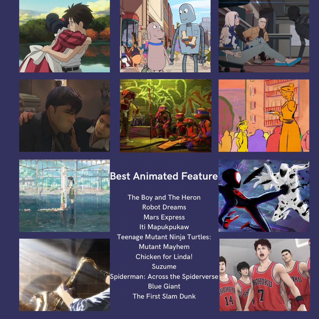 Best Animated Feature #Animation #3rdCFilmAwards #TheBoyandTheHeron #RobotDreams #MarsExpress #ItiMapukpukaw #TMNT #ChickenforLinda #Suzume #AcrossTheSpiderVerse #BlueGiant #THEFIRSTSLAMDUNK #FilmTwitter