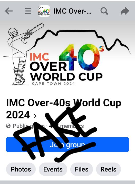 Some fake accounts have been created to scam people into paying to watch the O40s & O60s World Cups. The ONLY official Facebook page for the tournament is: facebook.com/internationalm… An example of a fake is: