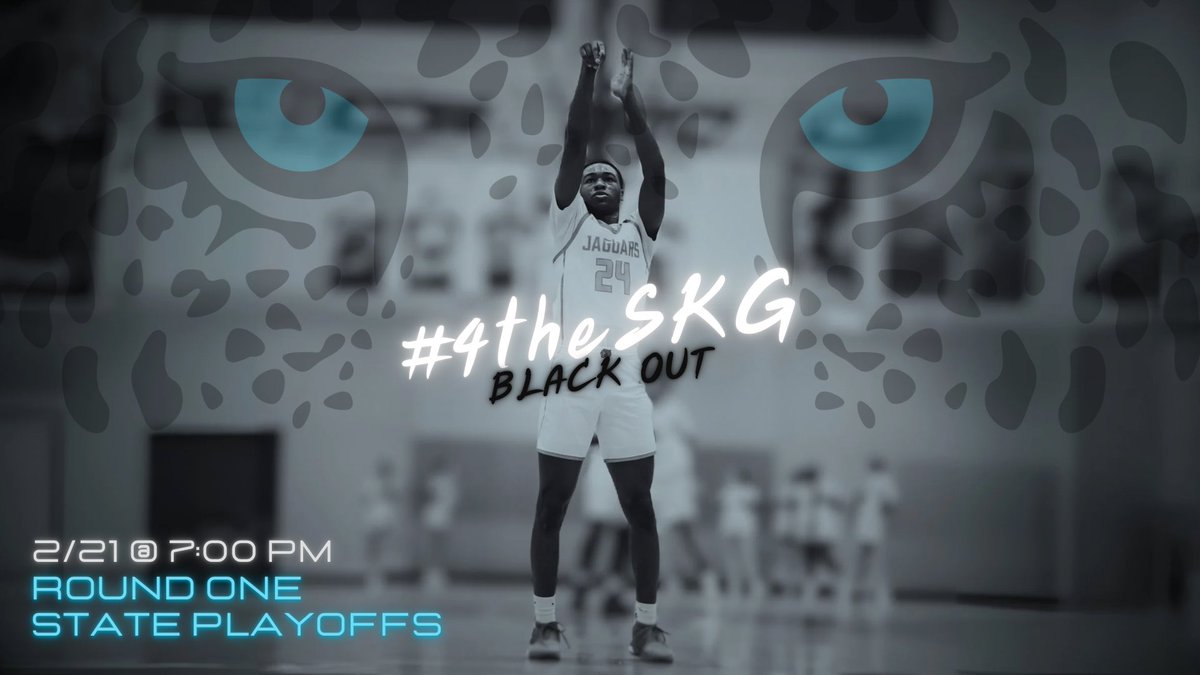 WHO ARE WE???!!!! 📣🐆🏴🏀

We need everyone to pack the gym this Weds. for our 1st EVER State Playoff game hosted by the SKG !!!  

2/21 @ 7PM 
JAGS vs. Woodland-Stockbridge 

ARRIVE EARLY, BRING THE HYPE, &amp; WEAR ALL BLACK !! 😎✔️👌🏼

#4theSKG #BlackOut #stateplayoffs #JAGNATION