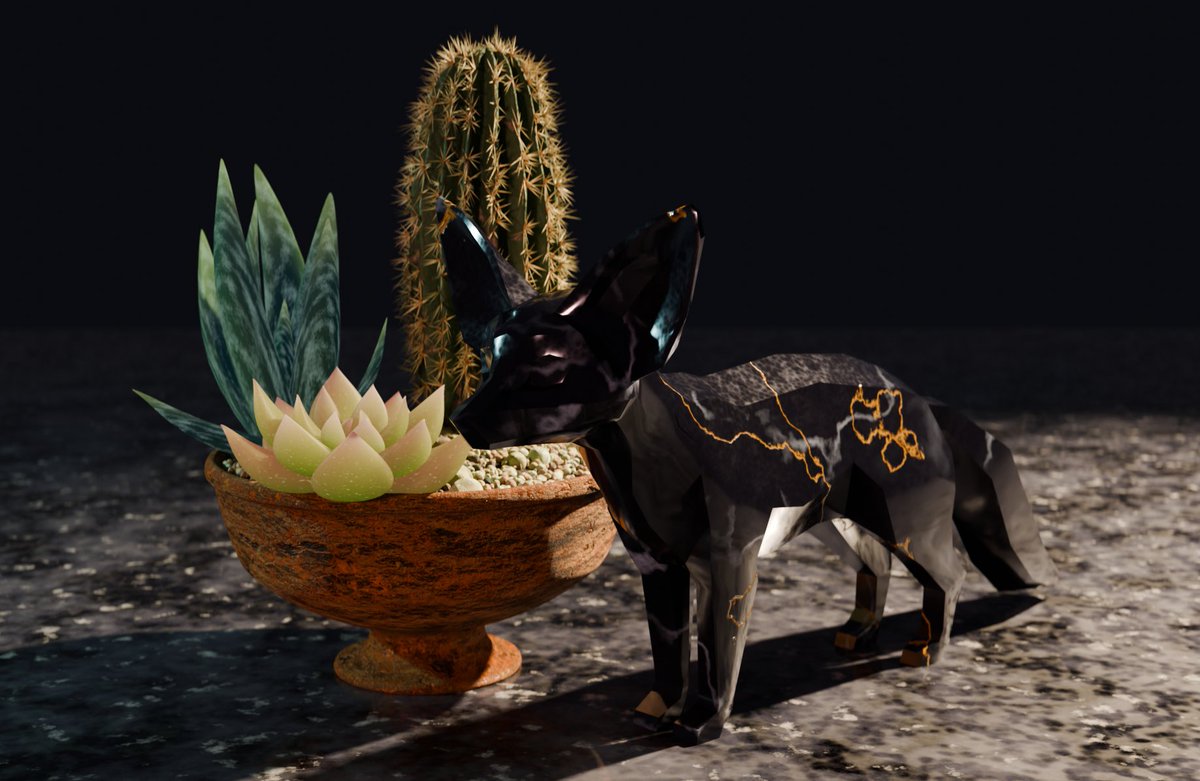 here's two other things I made in blender!! I modeled everything here - the cactus was made with geometry nodes and curves folliwing a tutorial I found, it's also the only object there that I didn't use a procedural material on
(those are super fun to make tbh....)