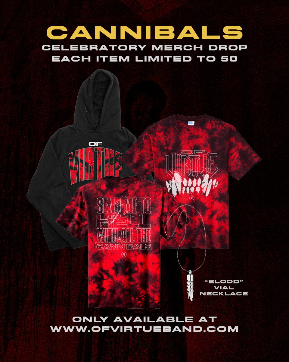 To celebrate "Cannibals" passing two million streams on <a href="/Spotify/">Spotify</a>, we dropped a very limited merch line as well as our first ever necklace!

Get yours: ofvirtueband.com/collections/ca…